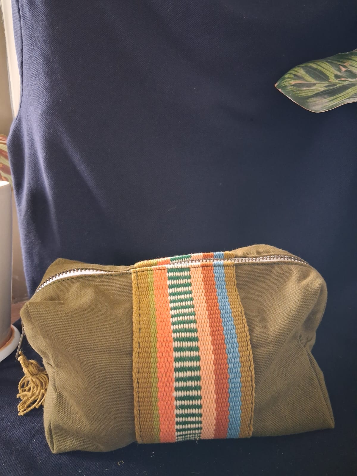 Olive Handmade Canvas Travel/Makeup Pouch