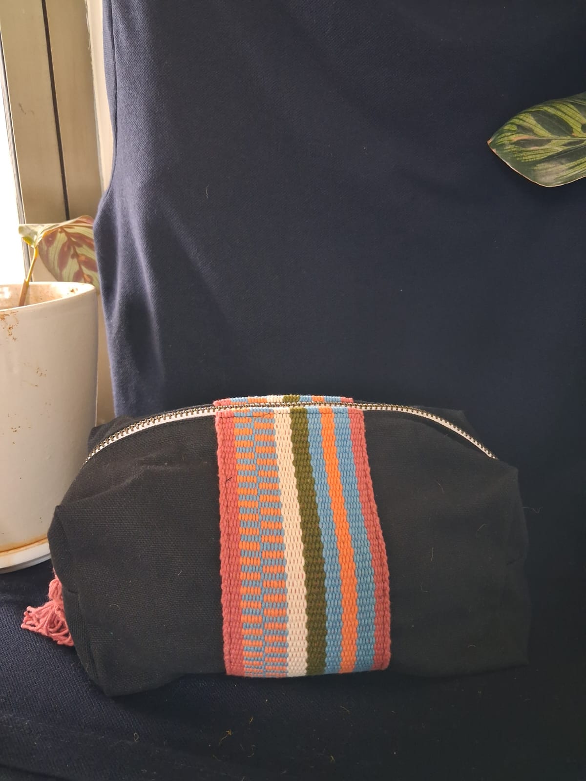 Black Handmade Canvas Travel/Makeup Pouch